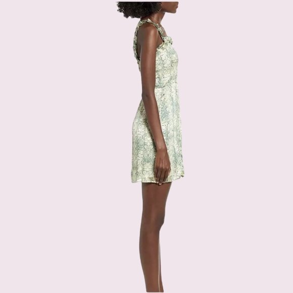 4SI3NNA Green Snakeskin Print Ruffled Shoulder Straps Dress - Size Medium - Picture 7 of 9